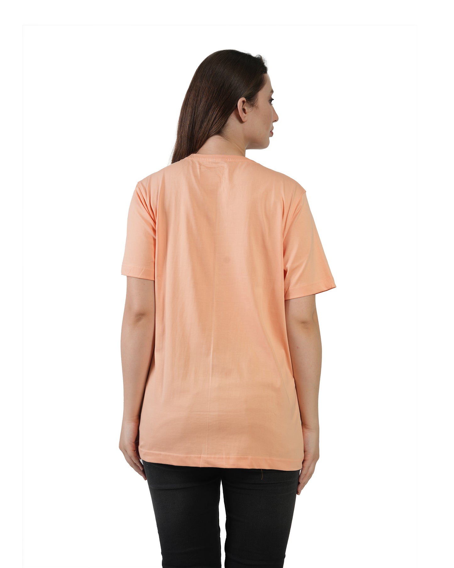 Stylintellect Women's Peach Crew Neck T-shirt