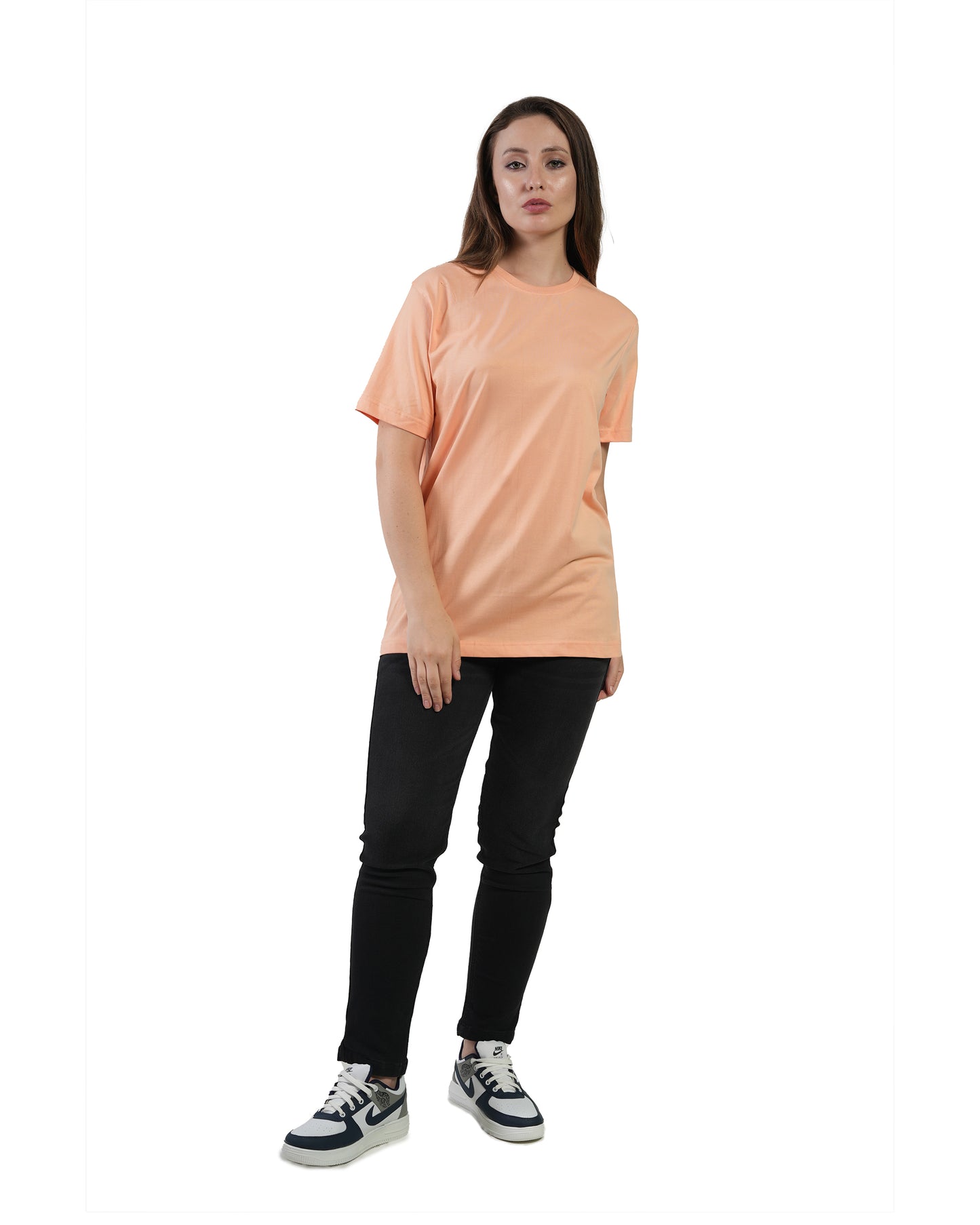 Stylintellect Women's Peach Crew Neck T-shirt