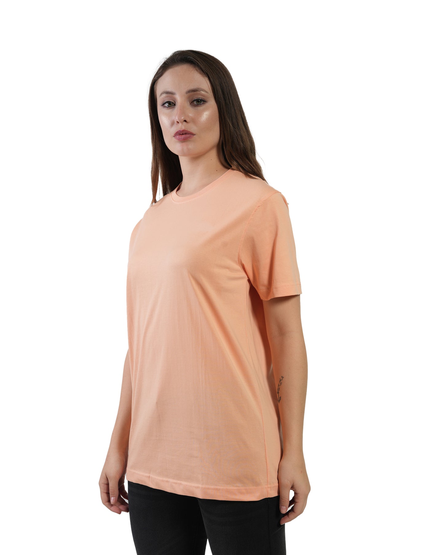 Stylintellect Women's Peach Crew Neck T-shirt