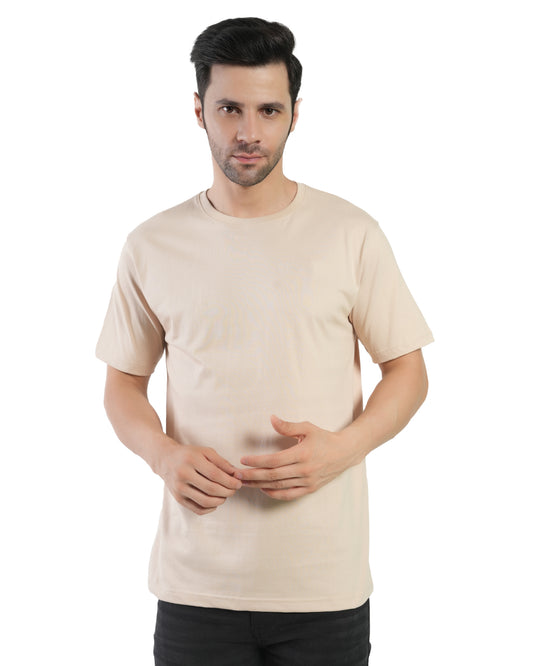 Stylintellect Cream Crew Neck T-shirt