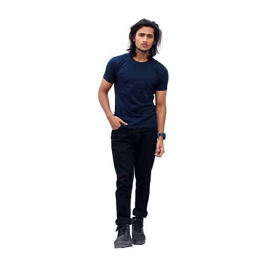 Stylintellect Navy Blue Crew Neck T-shirt