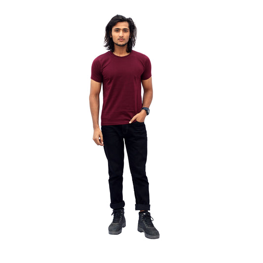 Stylintellect Maroon Crew Neck T-shirt